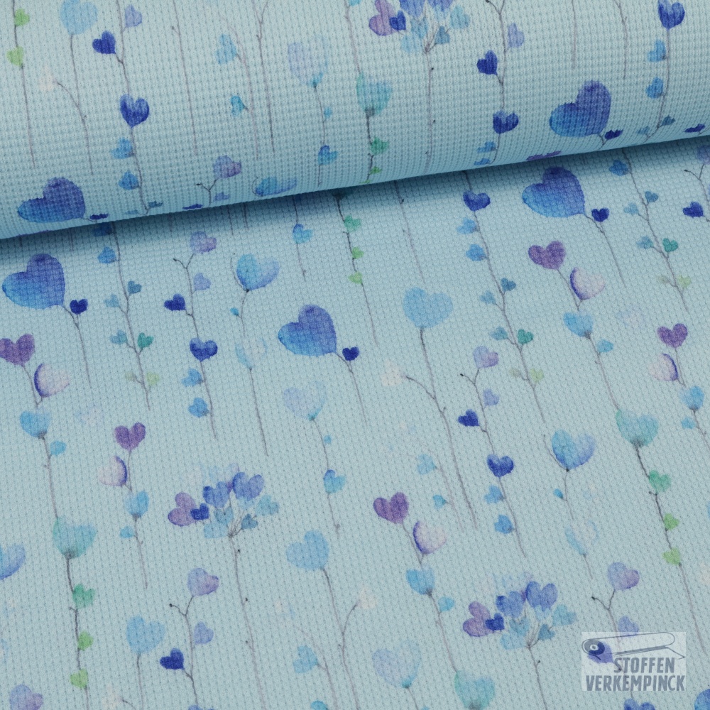 Jersey Picqué Heart Balloon Blue