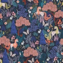 Fine Popeline Digi. Unicorns Navy