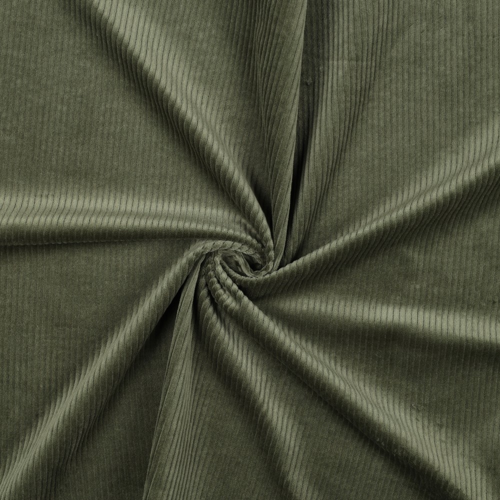 Corduroy Washed 6W Stretch Army Green
