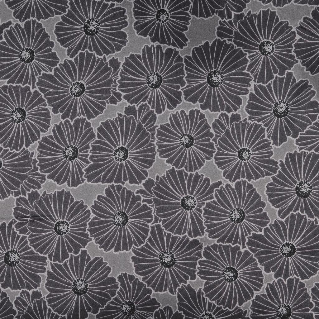 Satin Print Flowers Grey