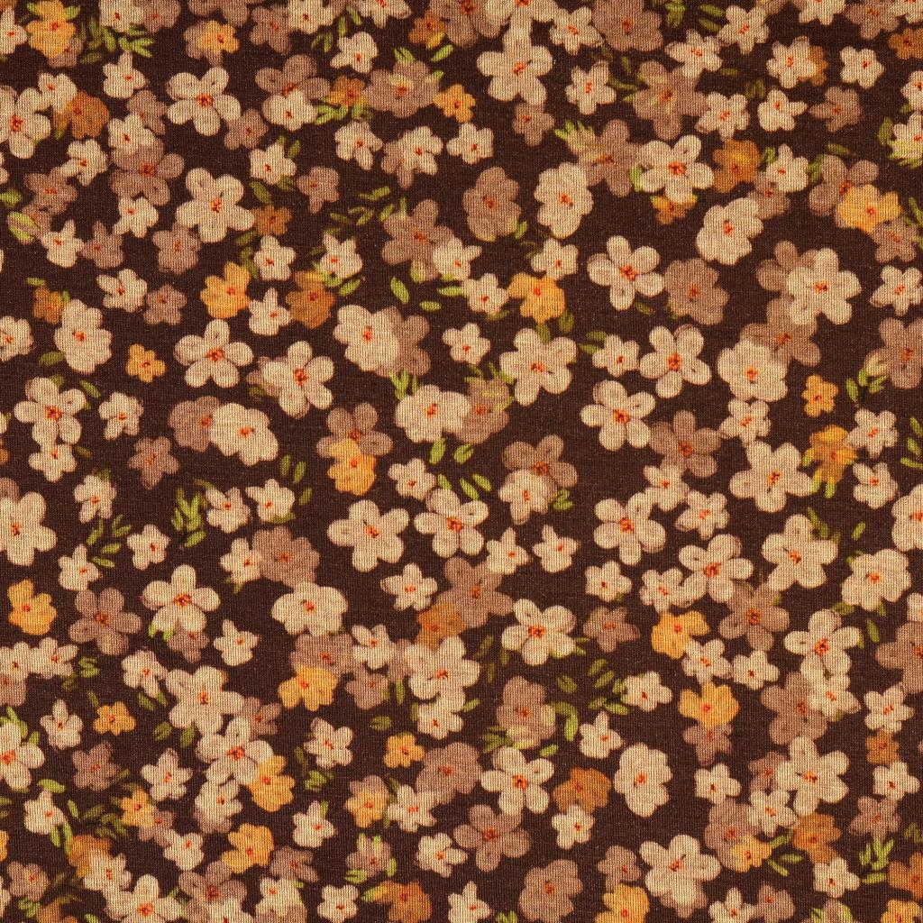 Jersey Dig. Print flowers Brown