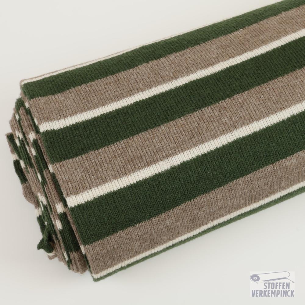 Knitted Wool Stripes - Olive/Brown/Off White
