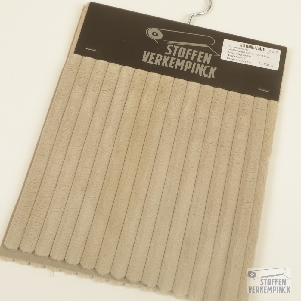 Meubileringsstof 1,50 cm.-brede rib Beige