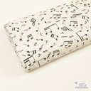 Katoen Print Muzieknoten Wit
