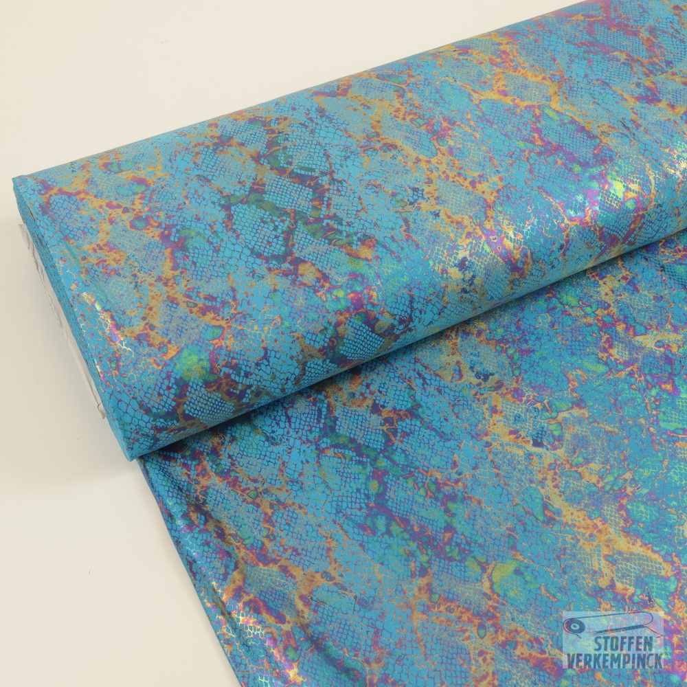Lycra Jersey Snake Foil Turquoise