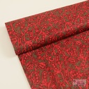 Velvet Satin Paisley Kaki/Red