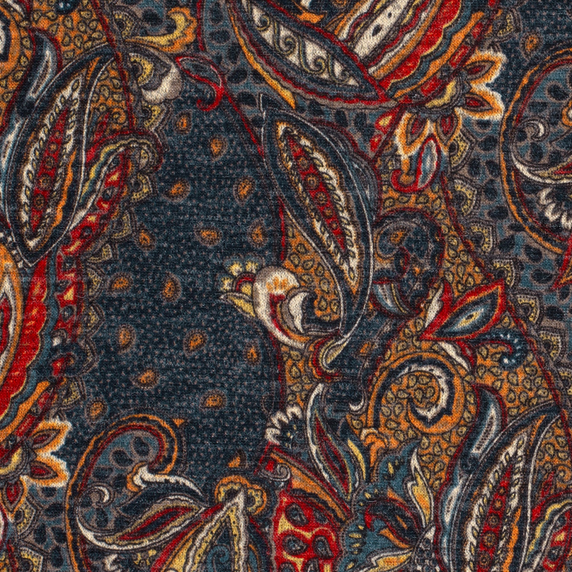 Jersey Angora Brushed Paisley Navy
