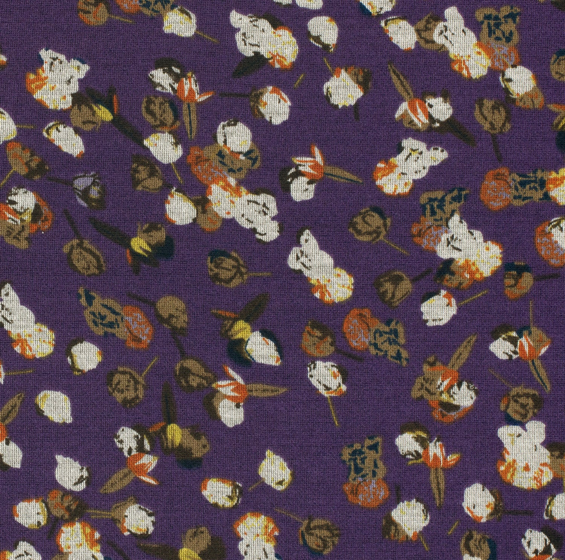 Dubbeljersey Small Flowers Purple