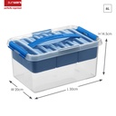 Q-line opbergbox met inzet 6L (30x20x14,5cm) transparant blauw