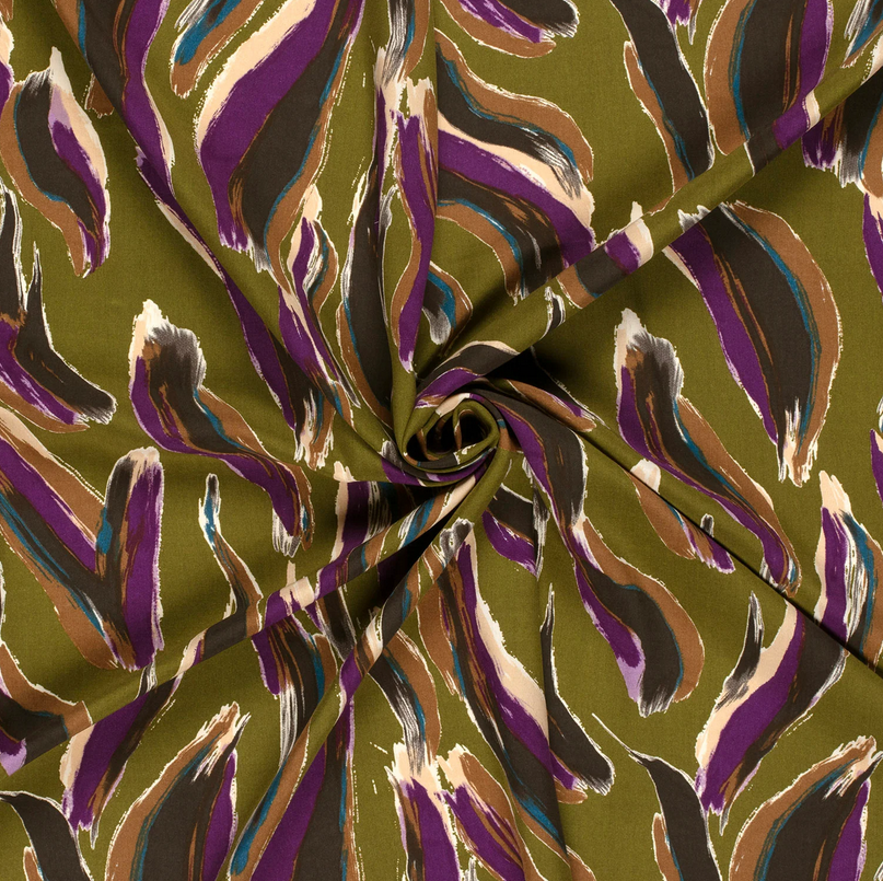 Viscose Poplin Flames Kaki