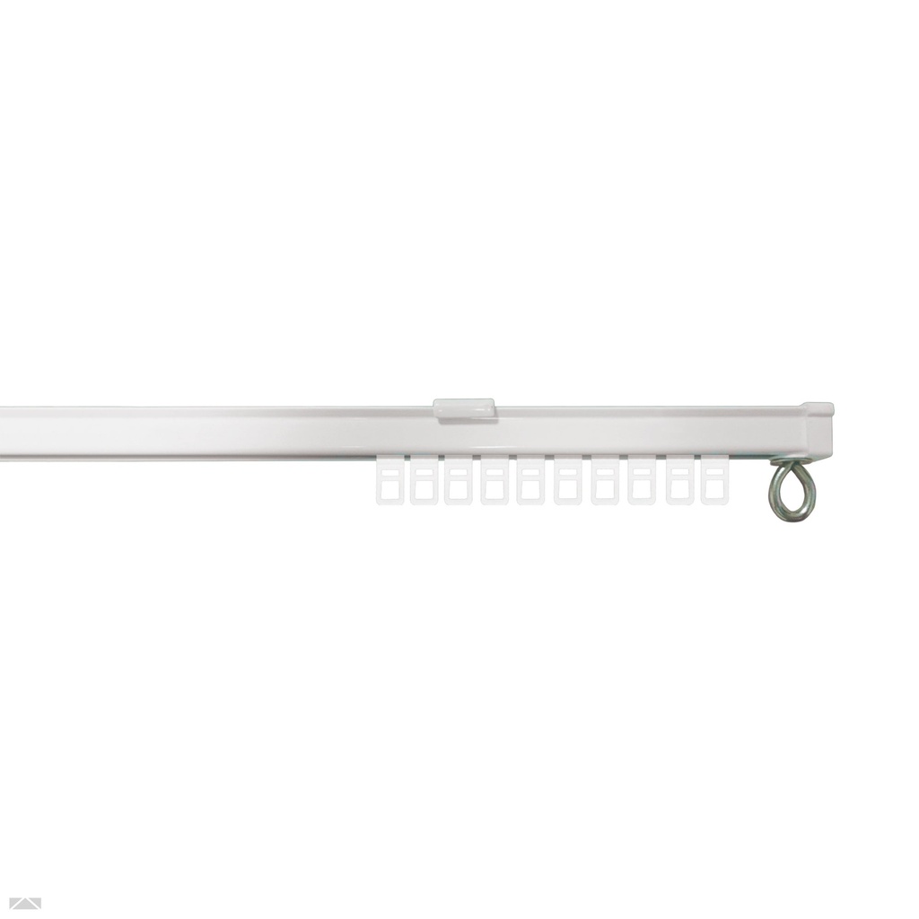 DCS 1100 U-rail à 200 cm. compleet wit - 24 glijders, 5 plafondsteunen en 2 dichte eindstops