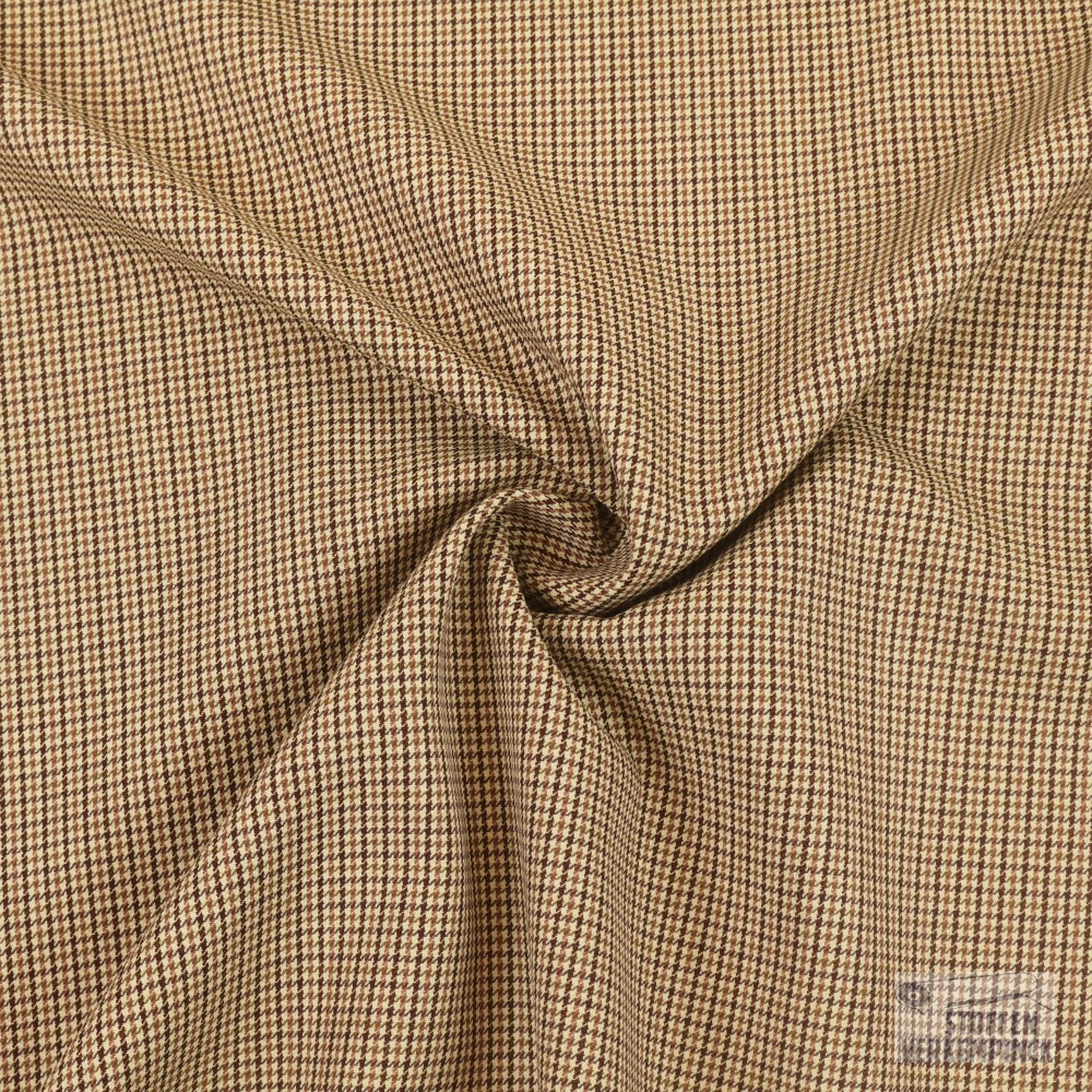 Wollen Gabardine Ruitje Beige