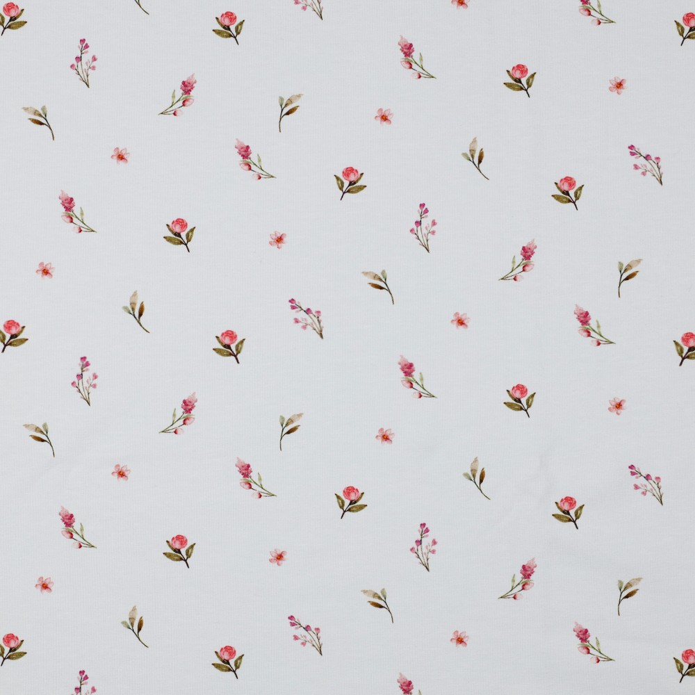 Jersey Digital Flowers White