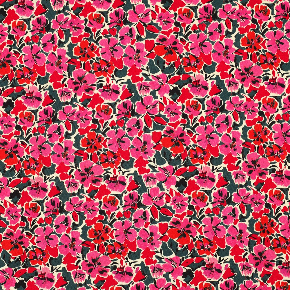 Viscose stretch Digital Violets Pink