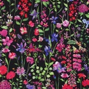Viscose Satin Digi. Field Flowers Black