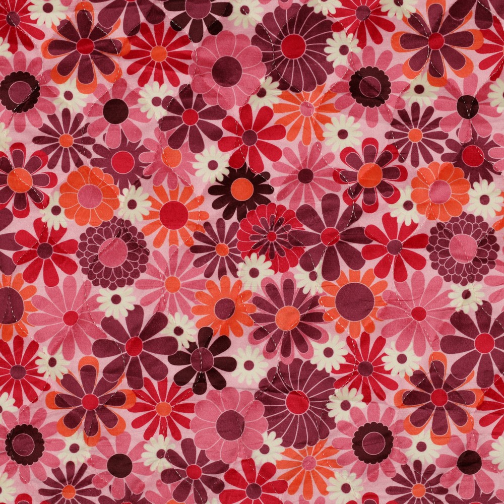 Matelassé Velvet Digi. Flowers Fuchsia