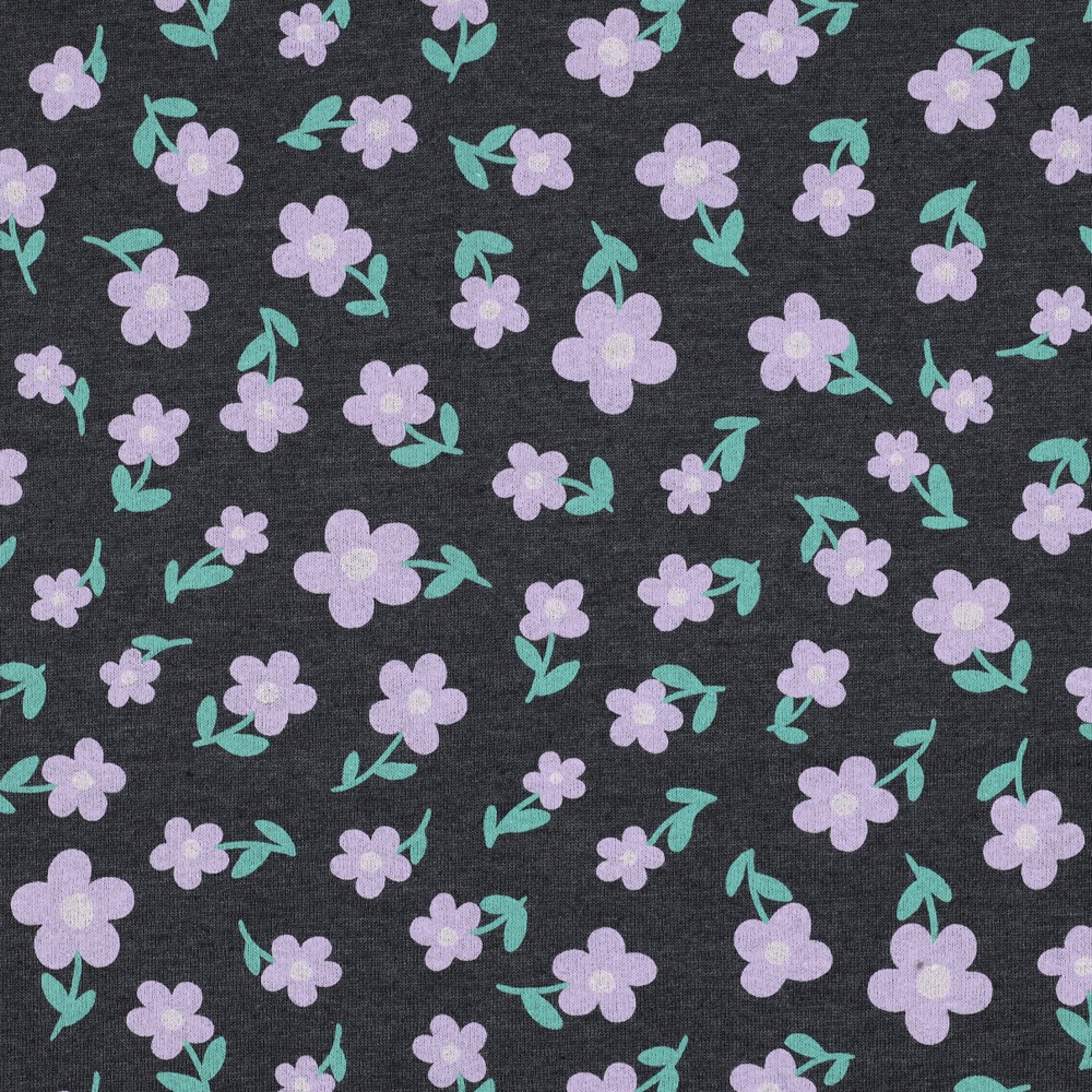 Sweat Melange Flowered Dark Denimblue