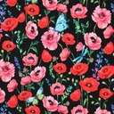 French Terry Digital Poppy's Black