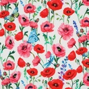 French Terry Digital Poppy's White