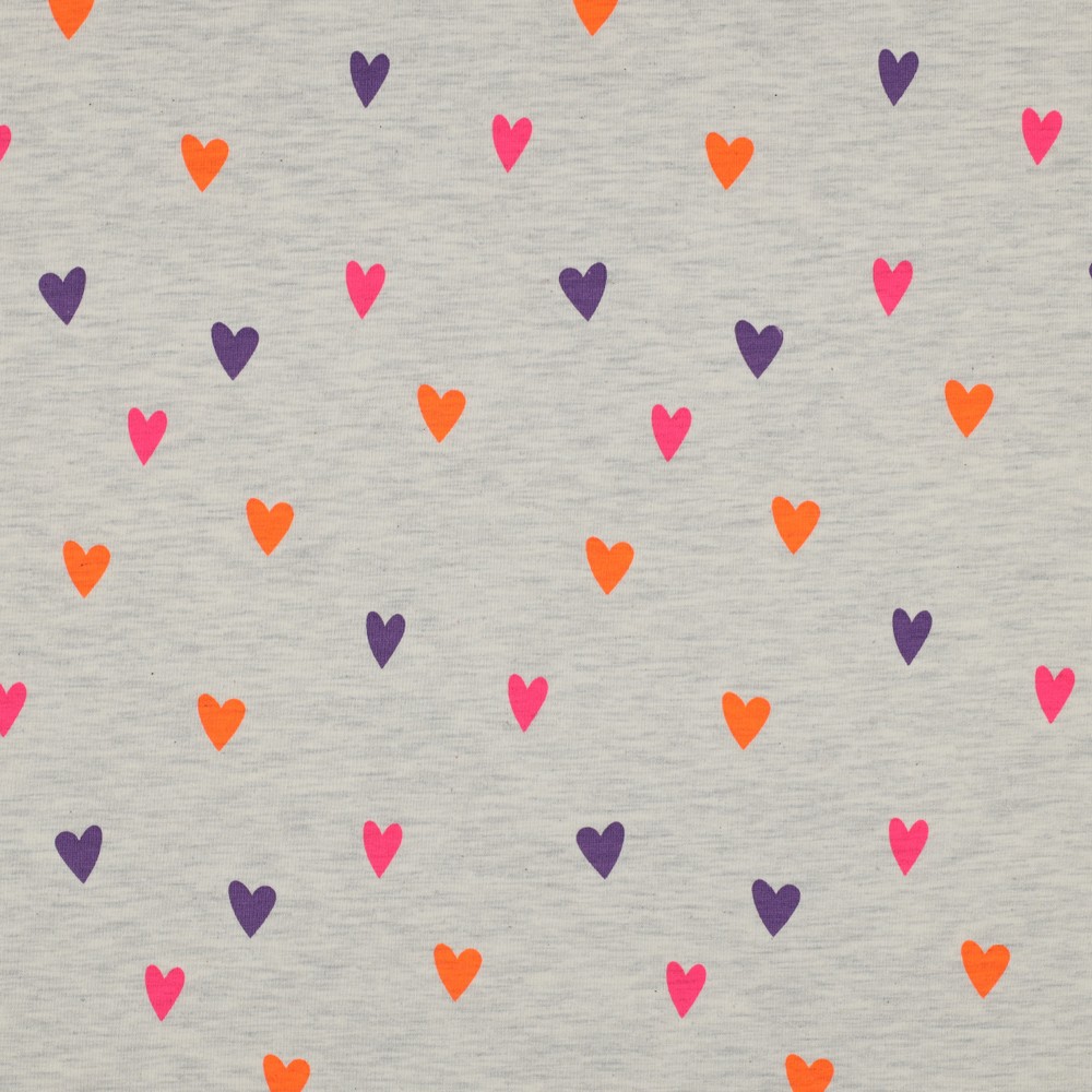 Jersey Melange Neon Hearts Ecru
