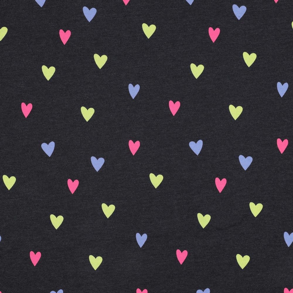 Jersey Melange Neon Hearts Dark Denimblue