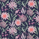 Fine Poplin Digital Field Flowers Navy