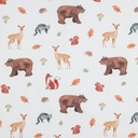 Fine Poplin Digital Forest Animals White