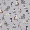 Fine Poplin Digital Cats Dusty Lilac