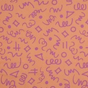 Fine Poplin Abstract Drawing Peach/Lila