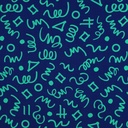 Fine Poplin Abstract Drawing Blue/Green