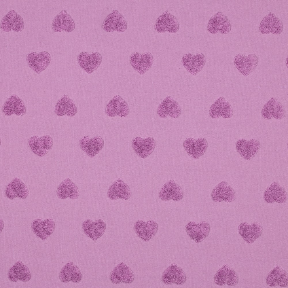 Cotton Toweling Knit Hearts Lilac