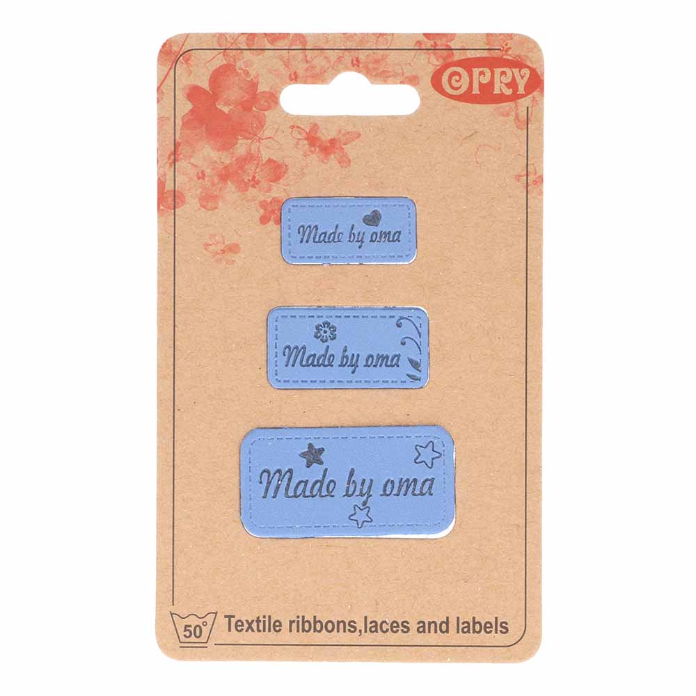 Opry skai-leren labels made by oma blauw
