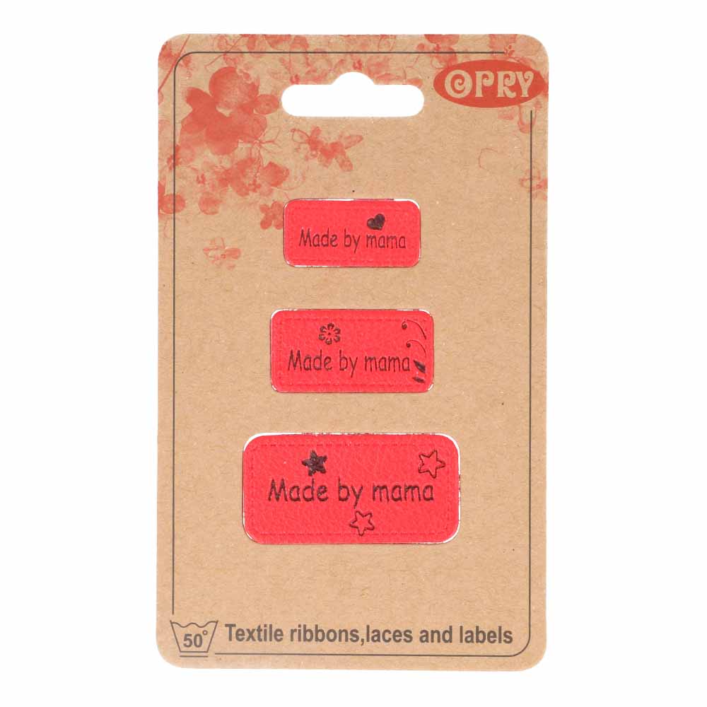 Opry skai-leren labels made by mama rood