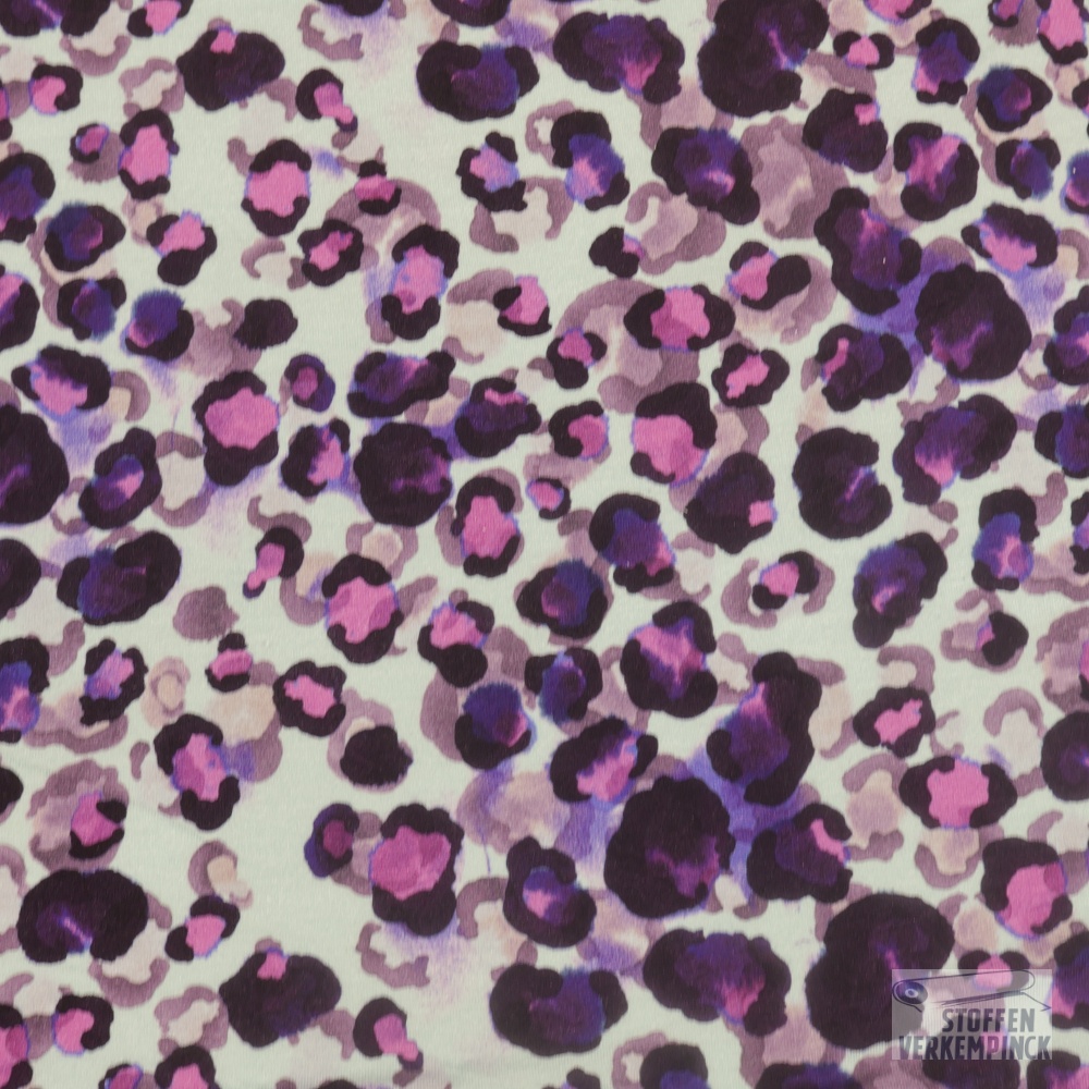 Viscose Jersey Dierenprint Paars/Lichtblauw