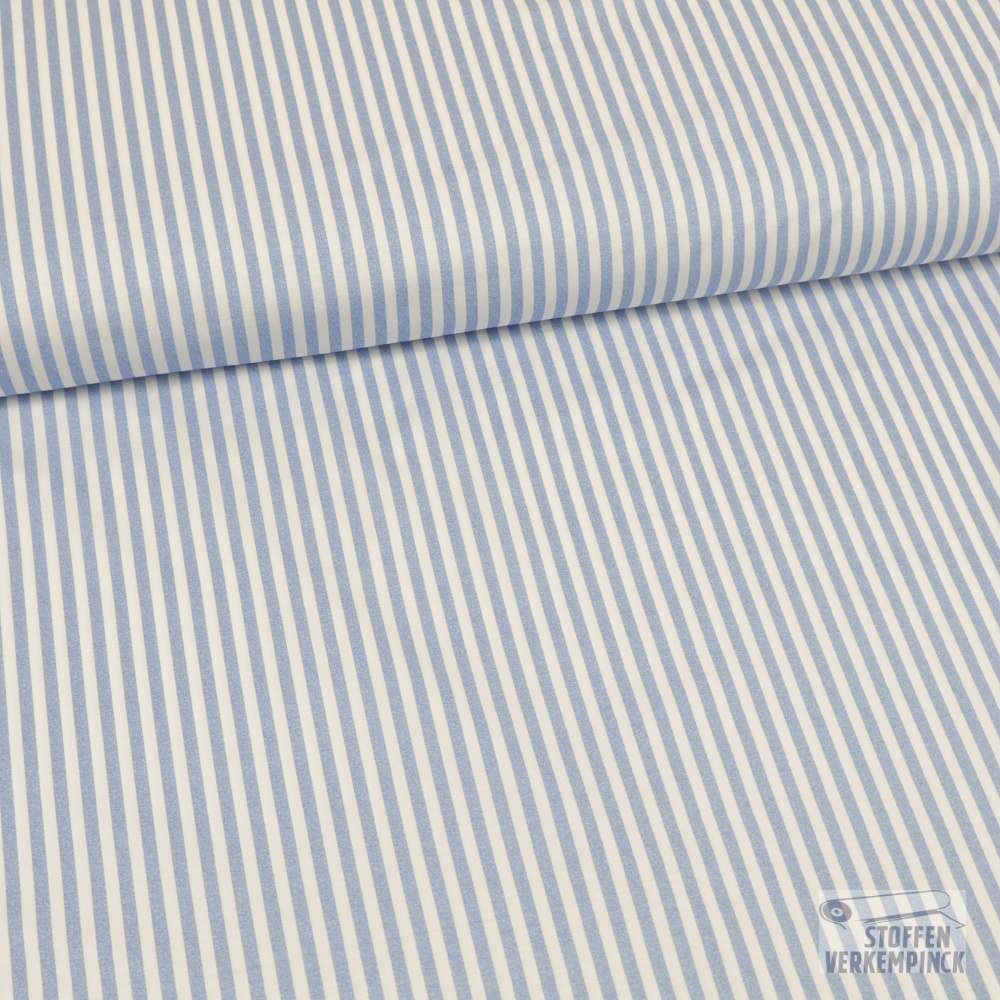 Kat./Pol. Jersey Vertikaal streepje 4mm. Light Denim/Wit