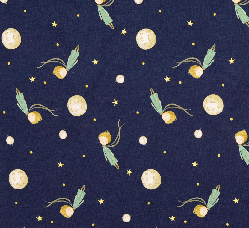 Jersey Katoen Digital "Le petit Prince" Navy