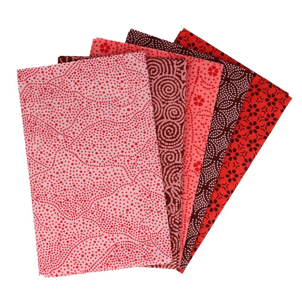 Tissu de Marie fat quarter bundel - Romantic Rose - 5 stukjes van 50cm op 57cm