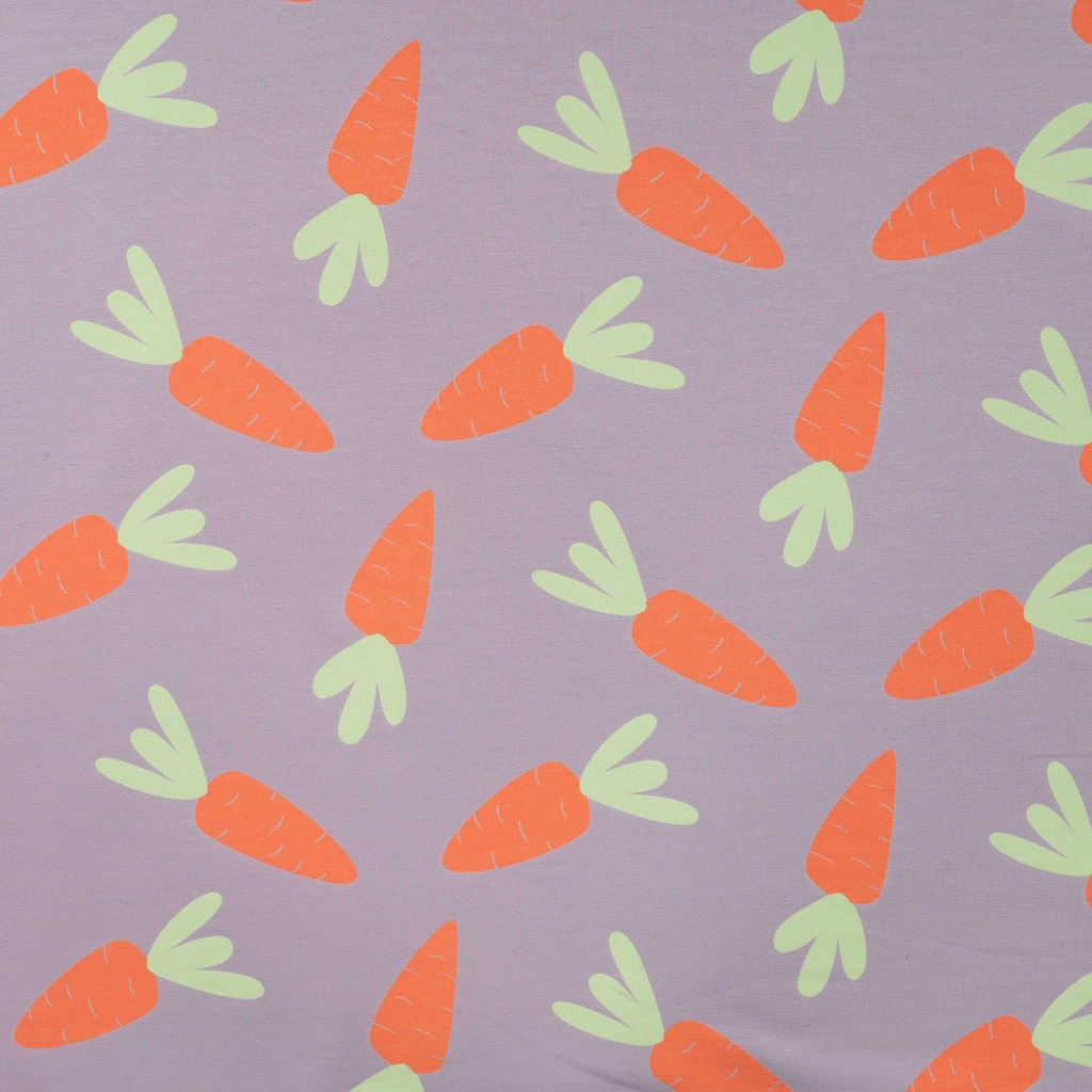 French Terry Print Carrots Dusty Lilac
