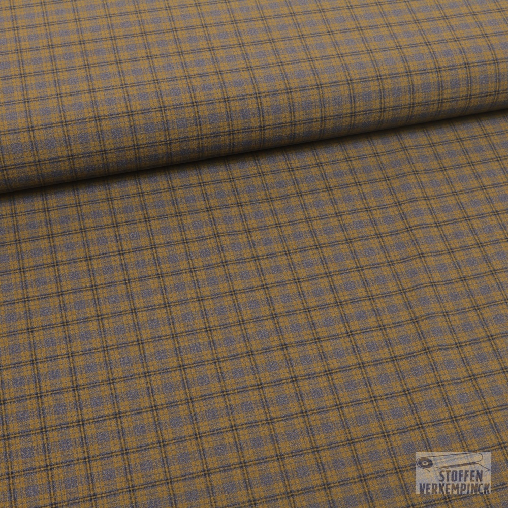 Bi-Stretch Ruit Havanna/Blauw