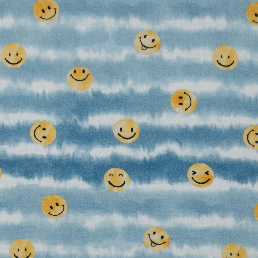 Double Gauze Digital Happy Faces Jeans
