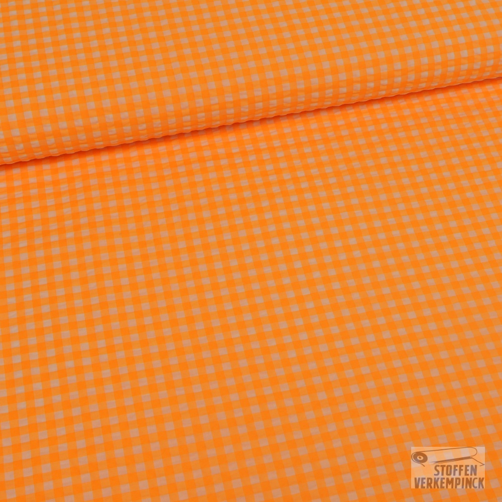 Co/Pl Yarn Dyed Neon Checks 0.5cm. Orange
