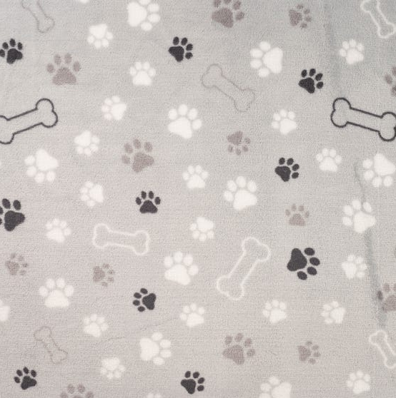 Wellnessfleece Paws and Bones Silver Grey