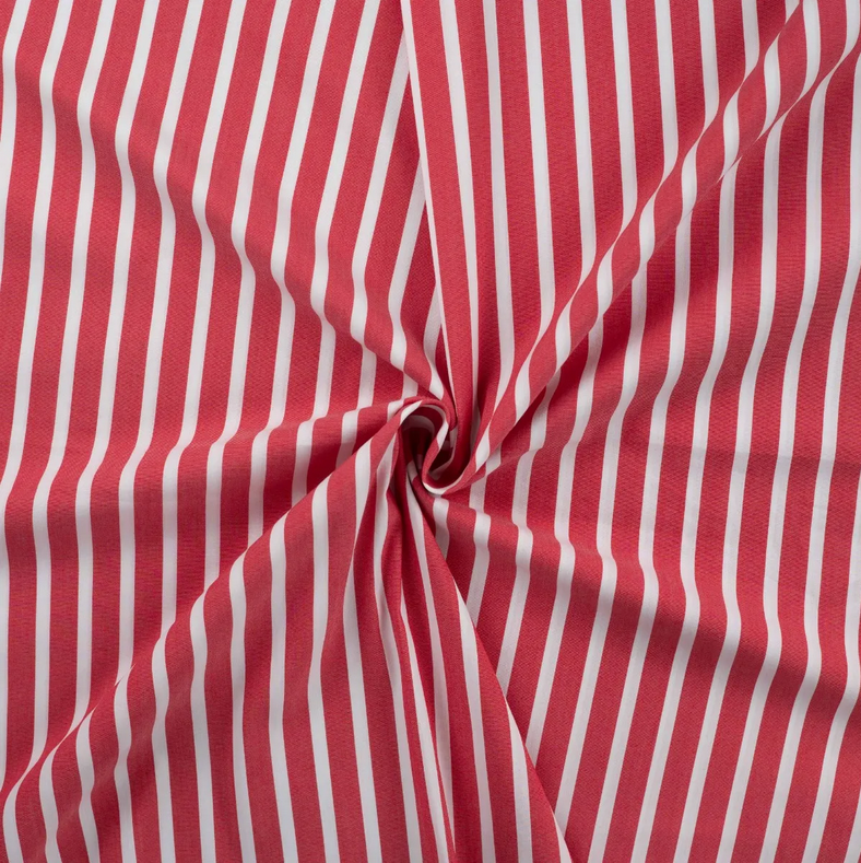 Popeline stretch Stripes Red