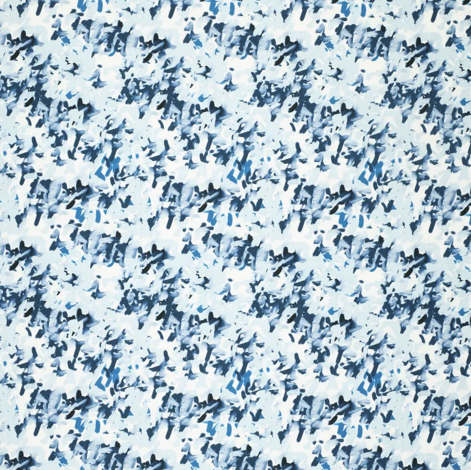 Polyester Stretch Digital Splashes Blue