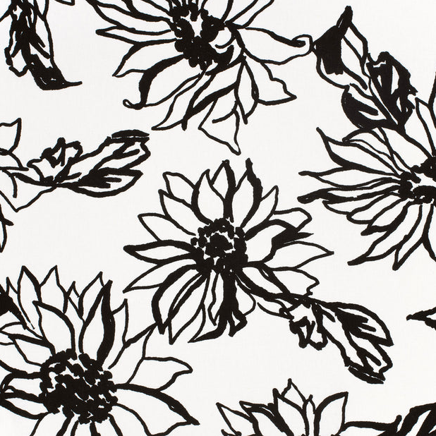 Viscose/Linnen Big Flower White