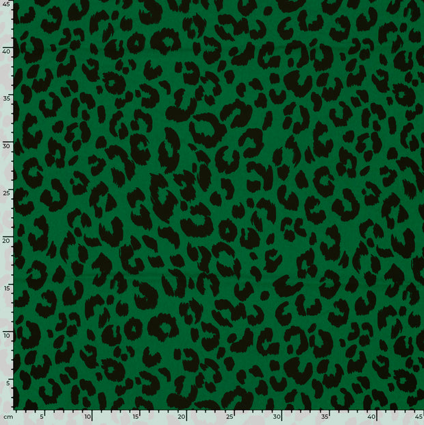 Stretch Twill Polyester Leopard Green