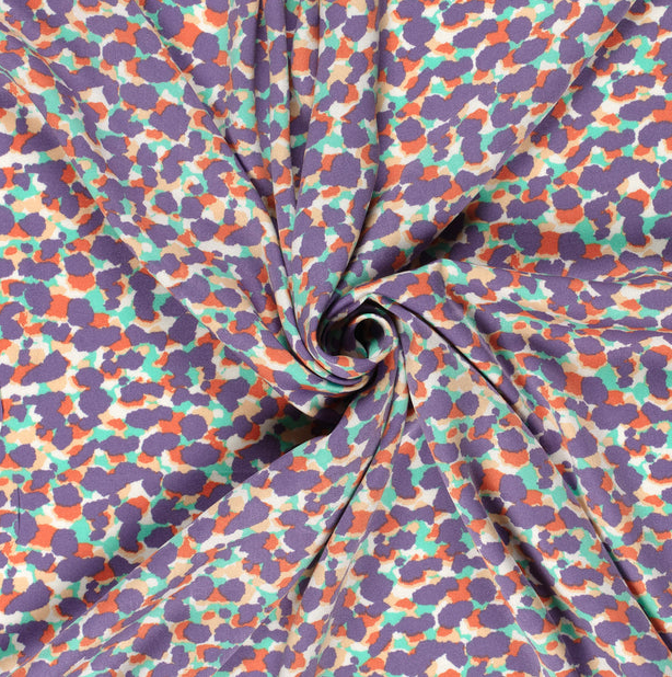 Viscose Satin Spotted Purple