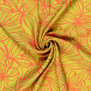Viscose/Nylon Orange Flowers on Lime