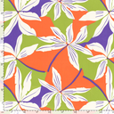 Stretch Cotton Satin Big Flowers Orange