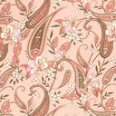 Viscose Twill Sand Washed Paisley Rose